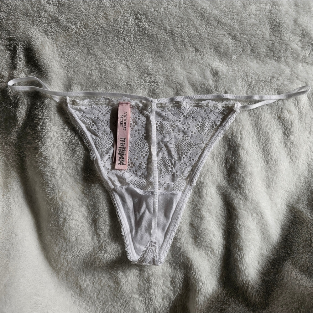 Victoria's Secret White Lace V-String Panty Sz xl - Picture 3 of 4